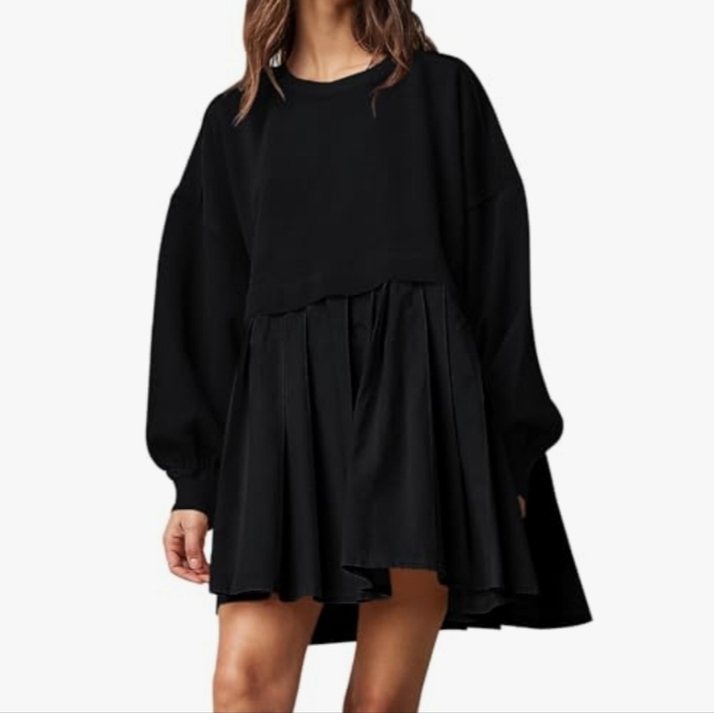 Sweatshirt Pleated Dress Combo